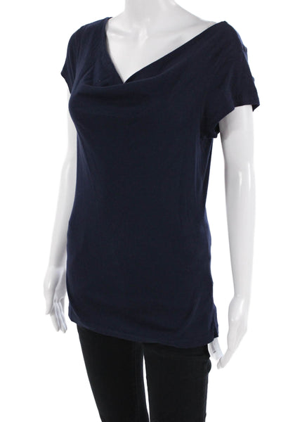 Three Dots Womens Dark Blue Basic Jersey T-Shirt Short Sleeve Size L