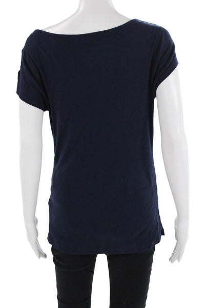Three Dots Womens Dark Blue Basic Jersey T-Shirt Short Sleeve Size L