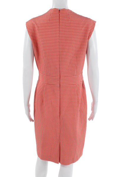 Tahari Levine Women Sheath Dress Pink Polka Dot Sleeveless Knee Length Size 8