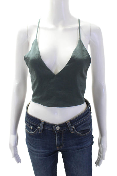 Capulet, Women Camisole Cropped Dark Gray V-Neck Spaghetti Strap Boho Size S