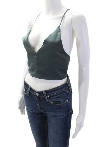 Capulet, Women Camisole Cropped Dark Gray V-Neck Spaghetti Strap Boho Size S