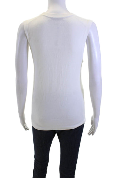 Zara Women Basic White Sleeveless Tank Crew Neck Polyester Blend Size M