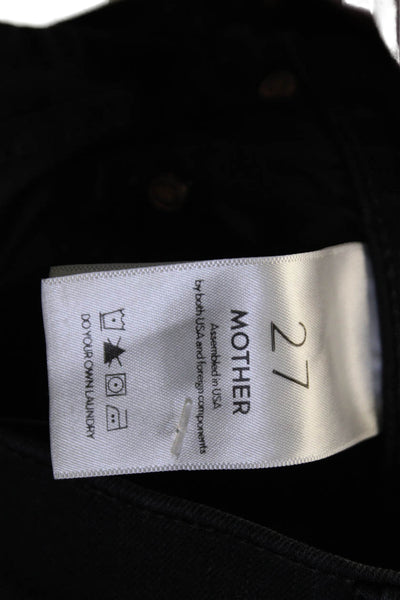 Mother Womens Black Cropped Skinny Jeans Striped Mid Rise Size 27