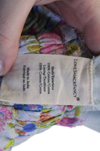 Love Shack Fancy Women Peasant Mini Floral Cotton Skirt Blue Size S