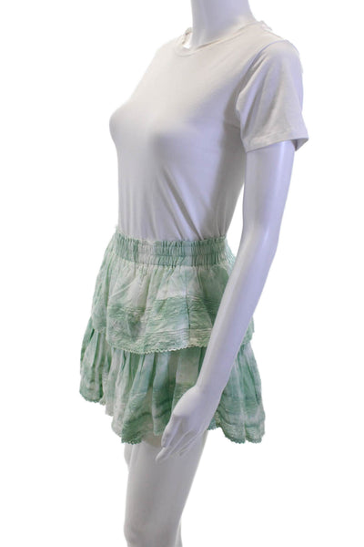 Love Shack Fancy Women Peasant Mini Skirt Green Cotton Size XS
