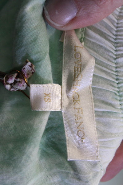 Love Shack Fancy Women Peasant Mini Skirt Green Cotton Size XS