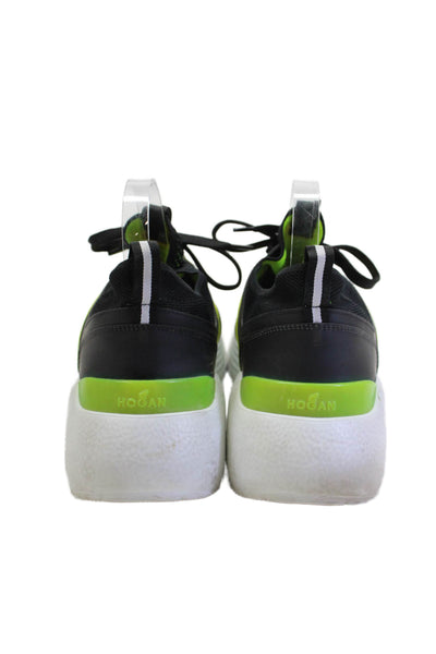 Hogan Mens Lace-Up Platform Running Cross Training Sneakers Black Size 12