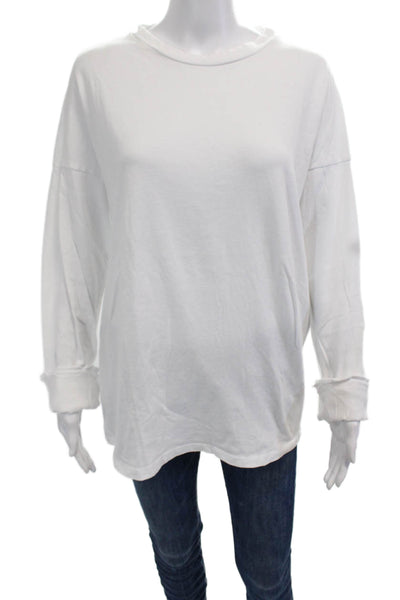 Emma & Sam Women Pullover Sweatshirt White Cotton Long Sleeve Size S