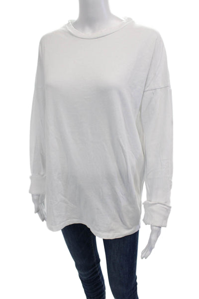 Emma & Sam Women Pullover Sweatshirt White Cotton Long Sleeve Size S