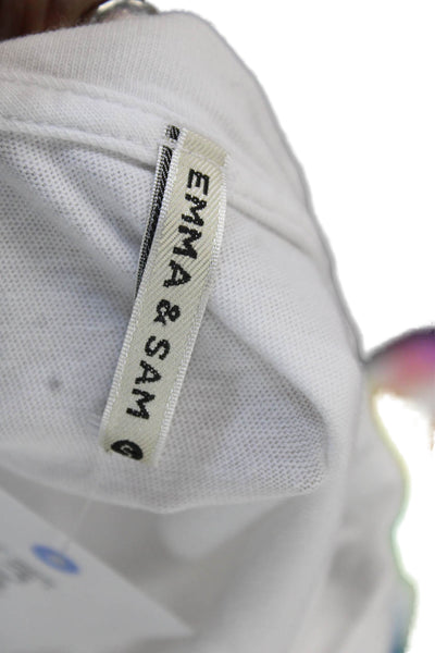 Emma & Sam Women Pullover Sweatshirt White Cotton Long Sleeve Size S