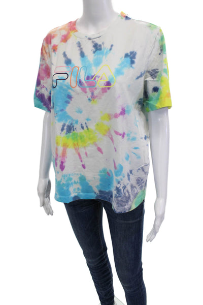 Fila Women Basic Graphic T-Shirt Multi-Color Crew Neck Short Sleeve Size L