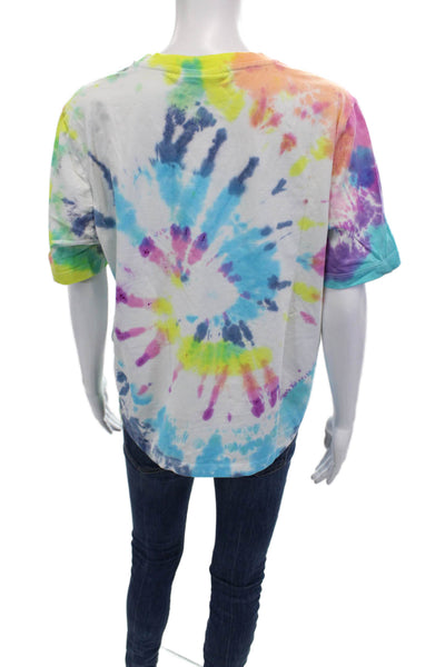 Fila Women Basic Graphic T-Shirt Multi-Color Crew Neck Short Sleeve Size L