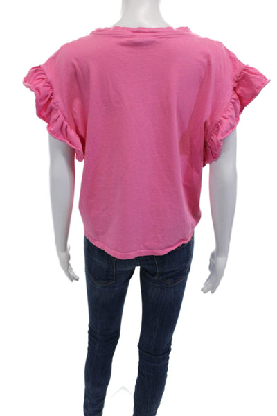 Zara Womens Sleeveless Crew Neck Jersey T-Shirt Pink Cotton Blend Size L