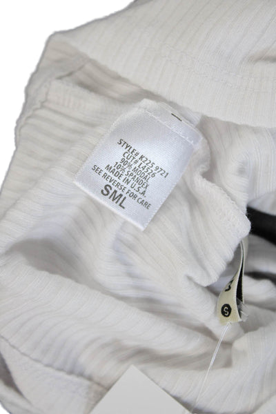 Emma & Sam Womens Cropped High Neck Tank White Sleeveless Size S