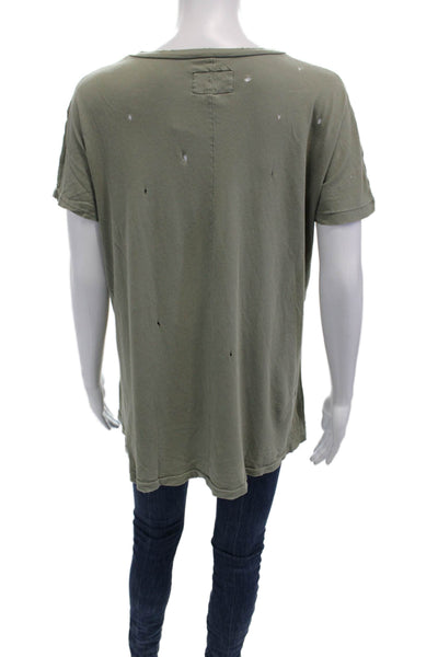 Current/Elliott Women Green Cotton Graphic Jersey Tee Round Neck Size 1