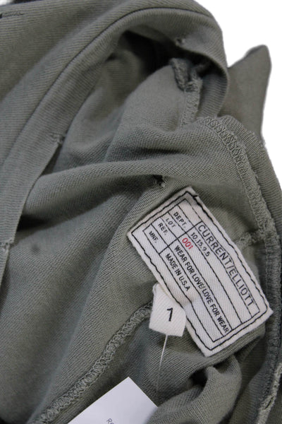 Current/Elliott Women Green Cotton Graphic Jersey Tee Round Neck Size 1