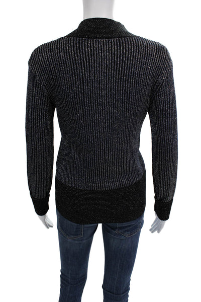 Victoria Victoria Beckham Women Pullover Black Striped Mock Neck Size S