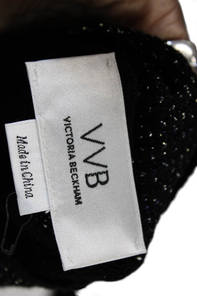 Victoria Victoria Beckham Women Pullover Black Striped Mock Neck Size S