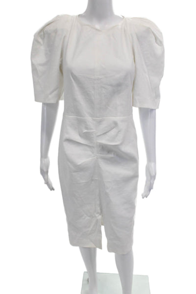 Isabel Marant Womens Sheath Dress White Short Sleeve Mid-Calf Size M