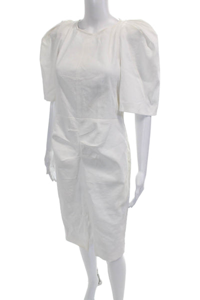 Isabel Marant Womens Sheath Dress White Short Sleeve Mid-Calf Size M
