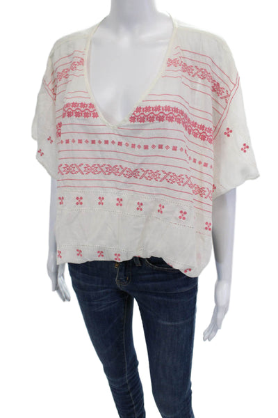 Star Mela Womens Bohemian V-Neck Sleeveless 100% Cotton Tunic White Size S
