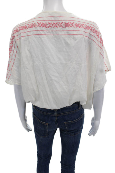 Star Mela Womens Bohemian V-Neck Sleeveless 100% Cotton Tunic White Size S
