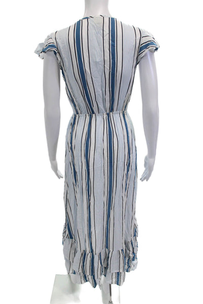 Surf Gypsy, Womens Shirt Dress Sundress White Striped V-Neck Rayon Size M