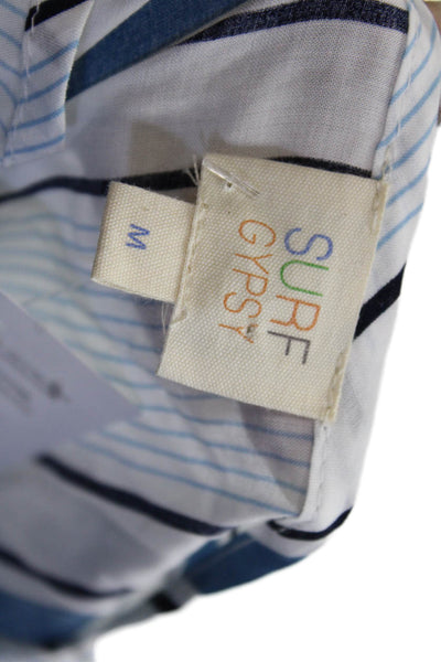 Surf Gypsy, Womens Shirt Dress Sundress White Striped V-Neck Rayon Size M