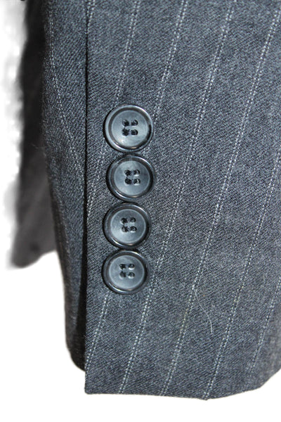 Brooks Brothers Mens Dark Gray Striped Bemberg Suit Jacket Size 40