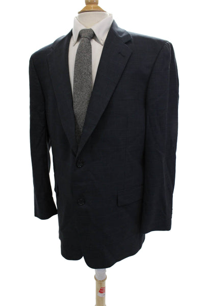 Austin Reed, Men Dark Blue Checked Suit Jacket Collared Button Size 42