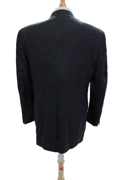 Austin Reed, Men Dark Blue Checked Suit Jacket Collared Button Size 42