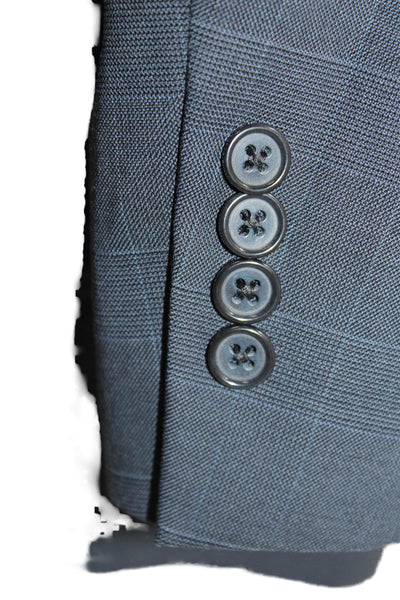 Austin Reed, Men Dark Blue Checked Suit Jacket Collared Button Size 42