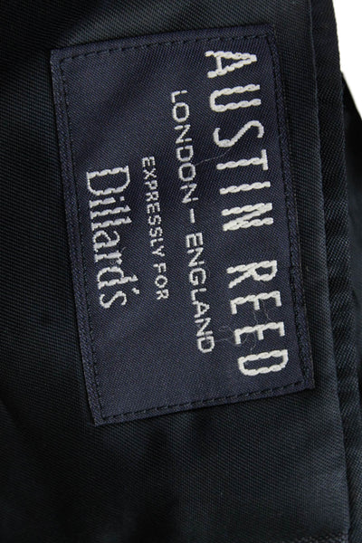 Austin Reed, Men Dark Blue Checked Suit Jacket Collared Button Size 42