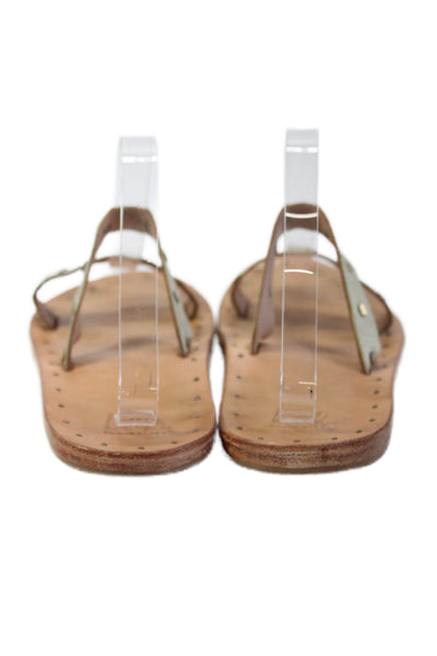 Beek Womens Leather Studded Strappy Slip-On Sandals White Size 8