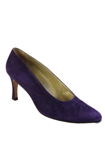 Pancaldi Womens Suede Pointed Toe Stiletto Heels Pumps Purple Size 7.5