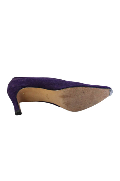 Pancaldi Womens Suede Pointed Toe Stiletto Heels Pumps Purple Size 7.5