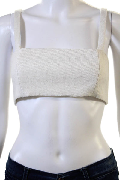 Ronny Kobo Womens White Square Neck Crop Top Blouse Sleeveless Size S