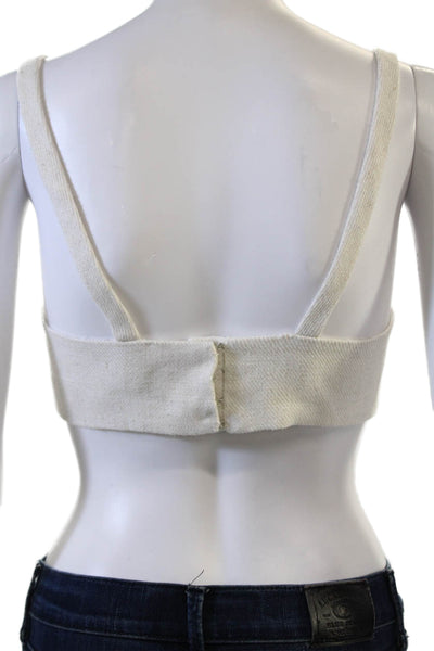 Ronny Kobo Womens White Square Neck Crop Top Blouse Sleeveless Size S