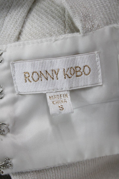 Ronny Kobo Womens White Square Neck Crop Top Blouse Sleeveless Size S
