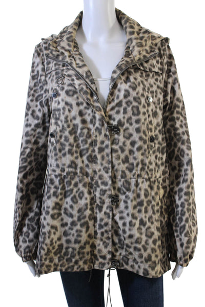 Hawke & Co Women Beige Animal Print Anorak Button Size M