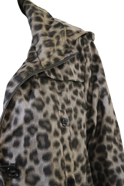 Hawke & Co Women Beige Animal Print Anorak Button Size M