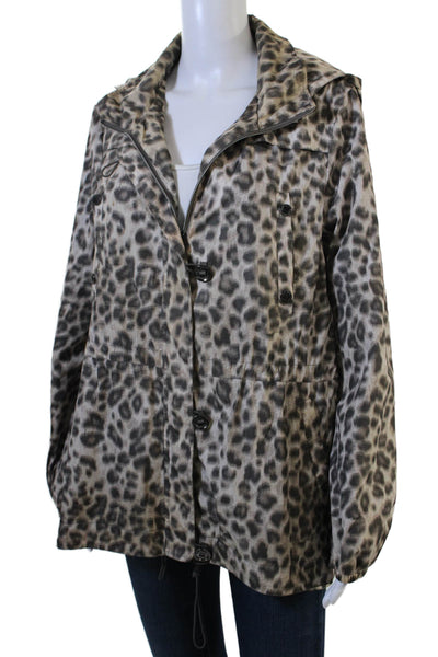 Hawke & Co Women Beige Animal Print Anorak Button Size M