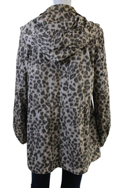 Hawke & Co Women Beige Animal Print Anorak Button Size M