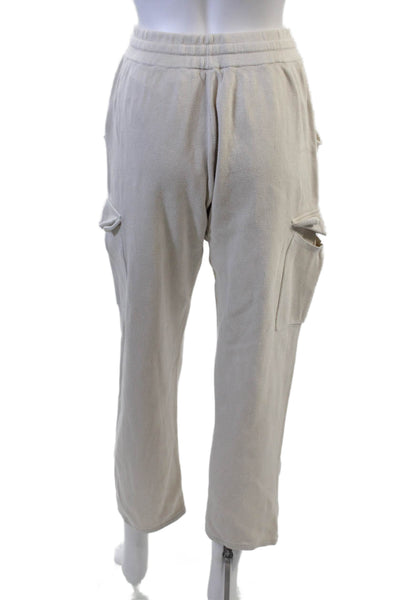 Zara Womens Cotton Drawstring Waist Cargo Sweatpants Cream Size S