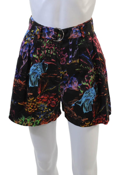 MSGM Unisex Black Animal Print Cotton Buckle Shorts Size 38