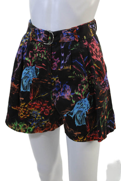 MSGM Unisex Black Animal Print Cotton Buckle Shorts Size 38