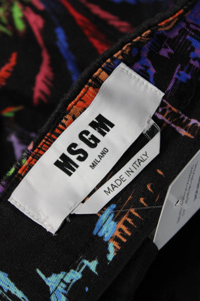 MSGM Unisex Black Animal Print Cotton Buckle Shorts Size 38