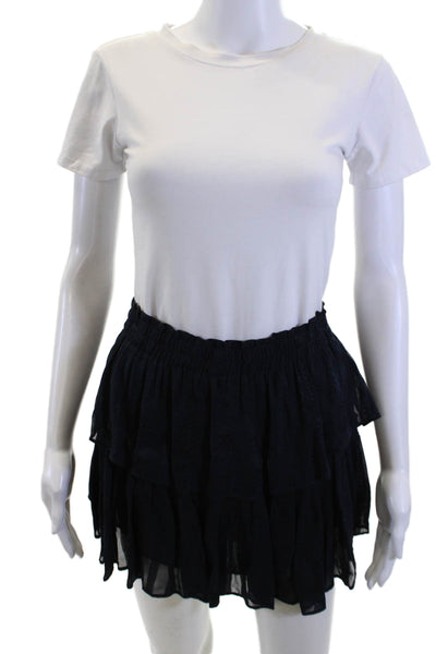 Love Shack Fancy Women Peasant Pettiskirt Navy 100% Cotton Short Size S