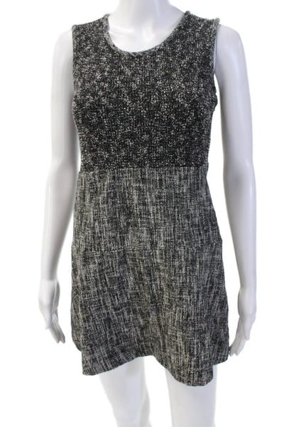 Theory Women Shift Dress Black Sleeveless Round Neck Zip Short Size 2