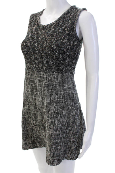 Theory Women Shift Dress Black Sleeveless Round Neck Zip Short Size 2